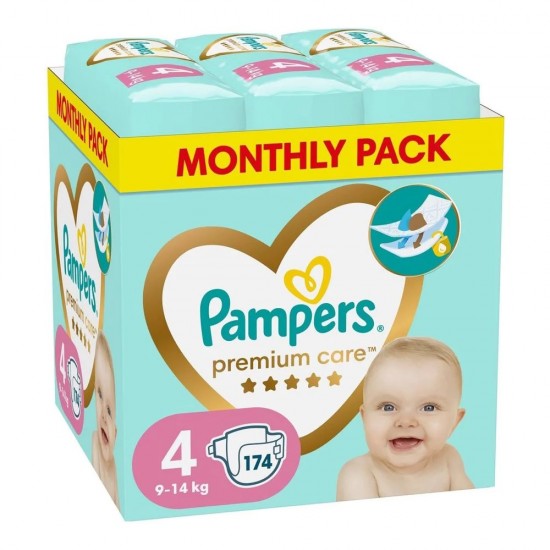 Pampers Premium Care 4  9-14kg 174 Πάνες (Monthly Pack)