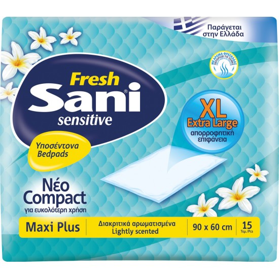 Sani Υποσέντονα Fresh Maxi Plus με Άρωμα 90x60cm 15 Τεμάχια