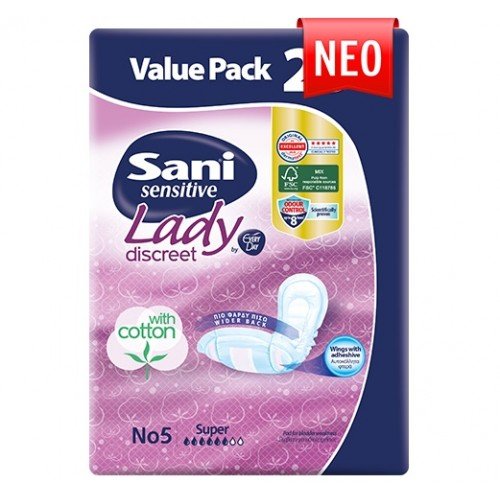 Sani Lady Sensitive Discreet Super Επιθέματα Ελαφριάς Ακράτειας, 20 Τεμάχια