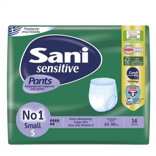 Sani Sensitive Pants No1 Small Ελαστικά Εσώρουχα Ακράτειας 14 Τεμάχια Sani Sensitive Pants No1 Small Ελαστικά Εσώρουχα Ακράτειας 14 Τεμάχια