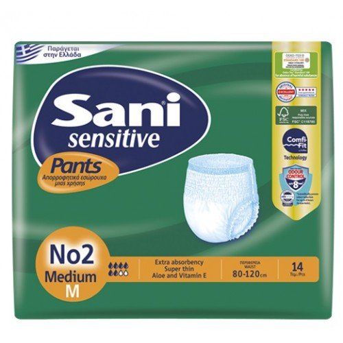 Sani Sensitive Pants No2 Medium Ελαστικά Εσώρουχα Ακράτειας 14 Τεμάχια Sani Sensitive Pants No2 Medium Ελαστικά Εσώρουχα Ακράτειας 14 Τεμάχια