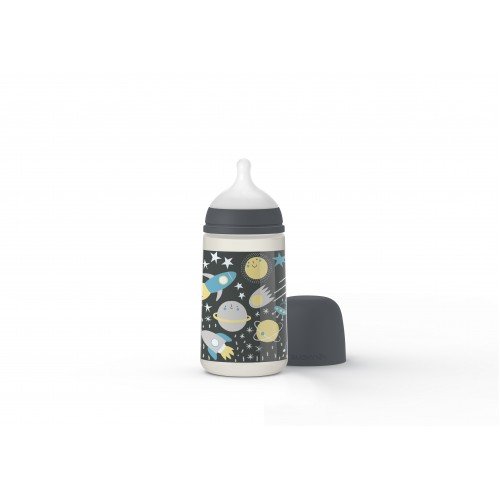 Suavinex New Space Μπιμπερό Πλαστικό Γκρι Σιλικόνης +3m Medium Flow 270ml Suavinex New Space Μπιμπερό Πλαστικό Γκρι Σιλικόνης +3m Medium Flow 270ml