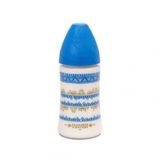 Suavinex Premium Με Στρογγυλή Θηλή Μπλε 270ml +0m 