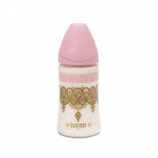Suavinex Premium Με Στρογγυλή Θηλή Ροζ 270ml +0m 
