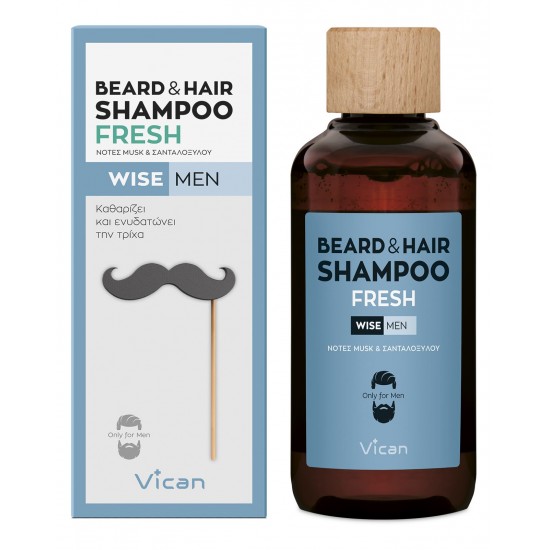 Vican Wise Men Beard & Hair Shampoo Fresh Σαμπουάν για τα Μαλλιά και τη Γενειάδα του Άνδρα 200ml