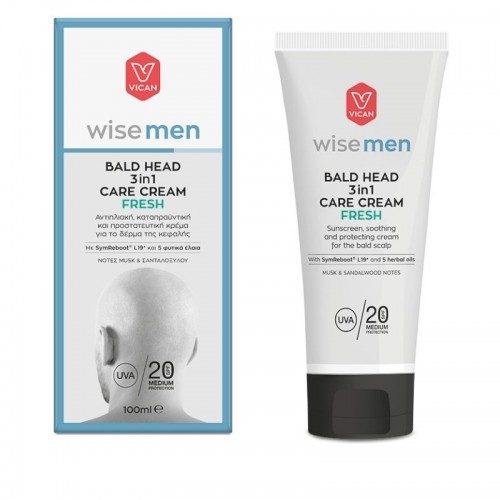 Vican Wise Men Bald Head 3in1 Care Cream Fresh SPF20, Προστατευτική Κρέμα για το Δέρμα της Κεφαλής 100ml Vican Wise Men Bald Head 3in1 Care Cream Fresh SPF20, Προστατευτική Κρέμα για το Δέρμα της Κεφαλής 100ml