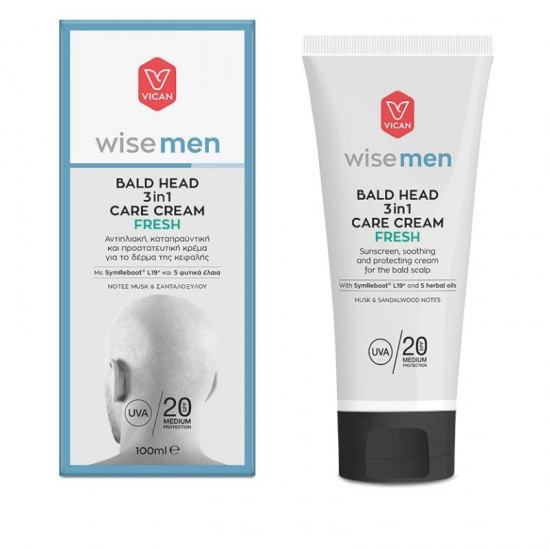 Vican Wise Men Bald Head 3in1 Care Cream Fresh SPF20, Προστατευτική Κρέμα για το Δέρμα της Κεφαλής 100ml
