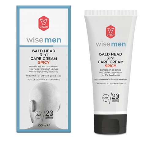 Vican Wise Men Bald Head 3in1 Care Cream Spicy SPF20, Προστατευτική Κρέμα για το Δέρμα της Κεφαλής 100ml Vican Wise Men Bald Head 3in1 Care Cream Spicy SPF20, Προστατευτική Κρέμα για το Δέρμα της Κεφαλής 100ml