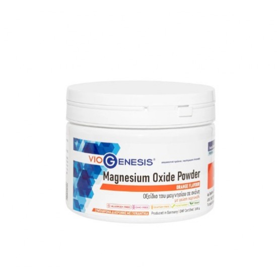 Viogenesis Magnesium Oxide Powder Συμπλήρωμα Διατροφής σε Σκόνη για τη Δυσκοιλιότητα με Γεύση Πορτοκάλι 230gr