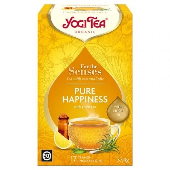 Yogi Tea Organic Pure Happiness Βιολογικό Ρόφημα με Αιθέρια Έλαια για Ευεξία 37,4gr (17 Φακελάκια)
