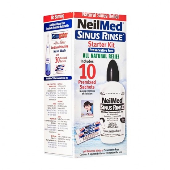NeilMed Sinus Rinse Starter Kit για Ενήλικες 1 Φιάλη & 10 Ανταλλακτικά Φακελάκια