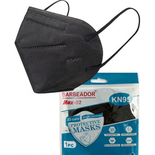 Barbeador Μάσκα Υψηλής Προστασίας KN95 Μαύρο Χρώμα 20τμχ