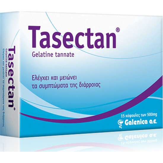 Tasectan Gelatine Tannate, Ελέγχει & Μειώνει τα Συμπτώματα της Διάρροιας, 15 Κάψουλες 500mg