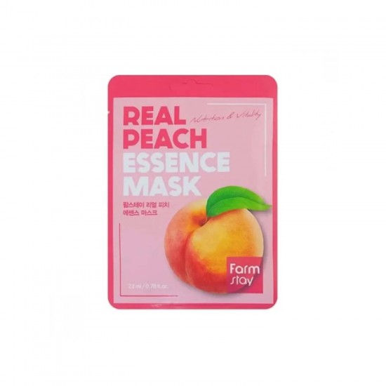 FarmStay Real Peach Sheet Essence Mask Υφασμάτινη Μάσκα Προσώπου  Για Ενυδάτωση & Θρέψη με Εκχύλισμα Ροδάκινου 23ml 