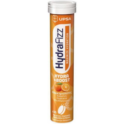 UPSA HydraFizz Ηλεκτρολύτες Hydra + Boost Με Γεύση Πορτοκάλι 16 Αναβράζοντα Δισκία 