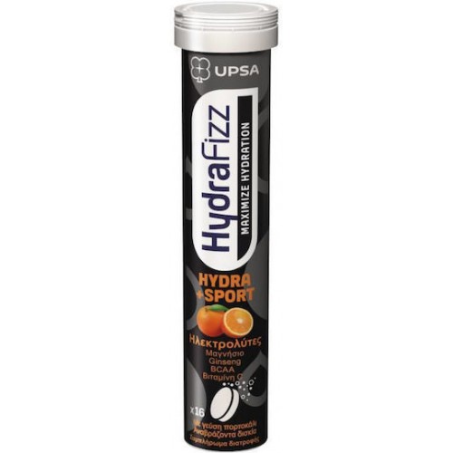 Upsa Hyrdrafizz Ηλεκτρολύτες Hydra + Sport Με Γεύση Πορτοκάλι 16 αναβράζοντα Δισκία