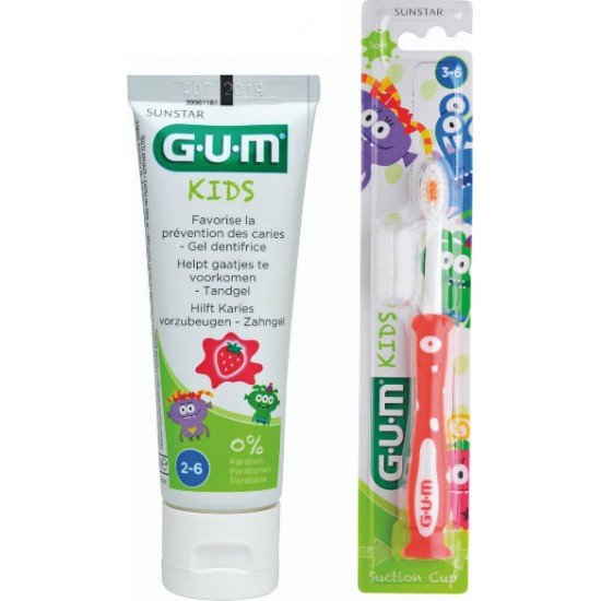 Gum Promo Kids Οδοντόβουρτσα 3-6 Ετών Κόκκινο & Gum Kids Οδοντόπαστα 2-6 Ετών 50ml
