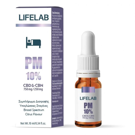 Lifelab PM 10% CBD & CBN 750mg/250mg, Υπογλώσσιες Σταγόνες 10ml