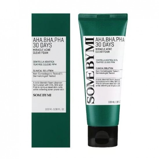 Some By Mi AHA BHA PHA 30 Days Miracle Acne Clear Foam Αφρός Καθαρισμού Κατά της Ακμής με AHA, BHA, PHA Για Την Ρύθμιση Λιπαρότητας 100ml Some By Mi AHA BHA PHA 30 Days Miracle Acne Clear Foam Αφρός Καθαρισμού Κατά της Ακμής με AHA, BHA, PHA Για Την Ρύθμιση Λιπαρότητας 100ml
