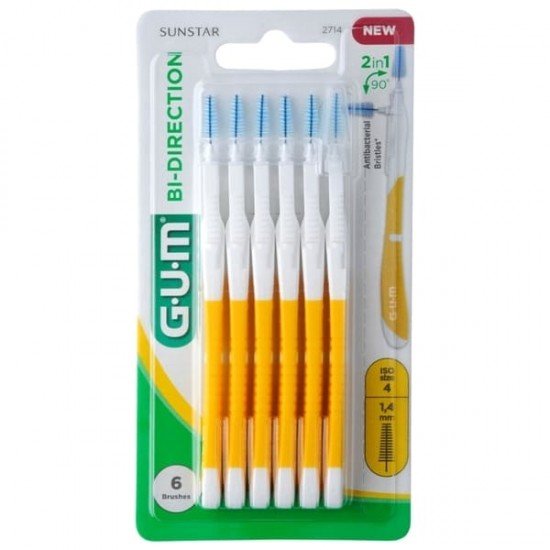 Gum 2714 Bi-Direction Ultra Fine, Μεσοδόντιο Βουρτσάκι 1,4mm 6τμχ