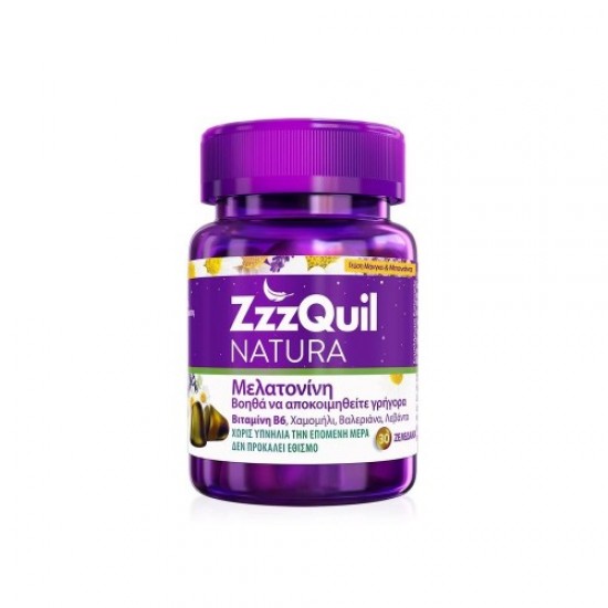 ZzzQuil Natura Συμπλήρωμα Διατροφής με Μελατονίνη, Γεύση Μάνγκο & Μπανάνα 30 Ζελεδάκια