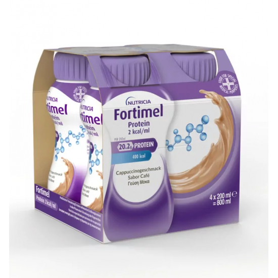 Nutricia Fortimel Extra 20,2g Protein 2 kcal /ml Υπερπρωτεϊνικό Ρόφημα Με Γεύση Μόκα 4X200ml