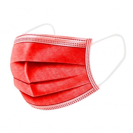 Medical Face Masks Type IIR, 3ply Μάσκες Χειρουργικές Προσώπου με Λάστιχο, Χρώμα Κόκκινο 10 Τεμάχια