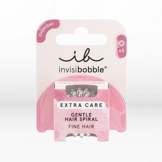 Invisibobble Everyday Extra Care Crystal Clear, Διάφανα Λαστιχάκια Μαλλιών 3 Τεμάχια