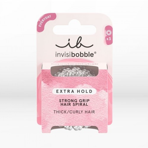Invisibobble Everyday Extra Hold Crystal Clear, Διάφανα Λαστιχάκια Μαλλιών 3 Τεμάχια