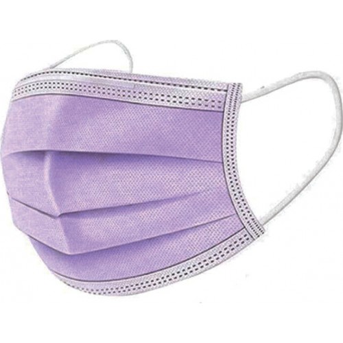Medical Face Masks Type IIR, 3ply Μάσκες Χειρουργικές Προσώπου με Λάστιχο, Χρώμα Μωβ 50 Τεμάχια