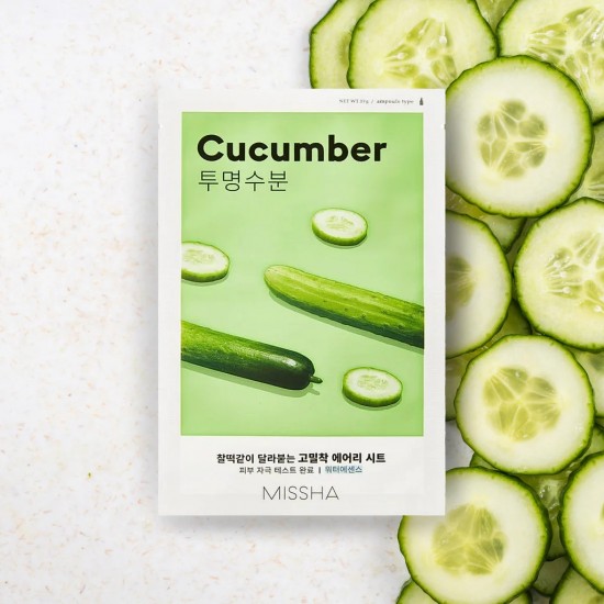 Missha Airy Fit Cucumber Sheet Mask Ενυδατική Μάσκα Προσώπου Με Εκχύλισμα Αγγουριού 1τεμ