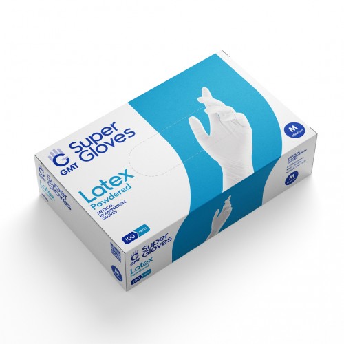 GMT Super Gloves Ιατρικά Γάντια Latex Λευκά Χωρίς Πούδρα Medium 100τμχ