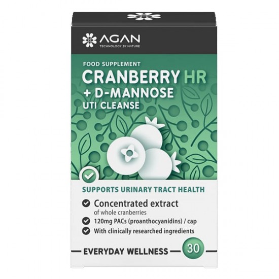 Agan Cranberry HR plus D-Mannose UTI Cleanse 30 φυτικές κάψουλες