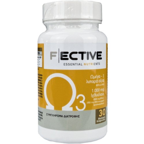 F ECTIVE Omega-3 Συμπλήρωμα Διατροφής Ιχθυελαίου Πλούσιο σε Ωμέγα 3 Λιπαρά Οξέα 30 κάπουλες