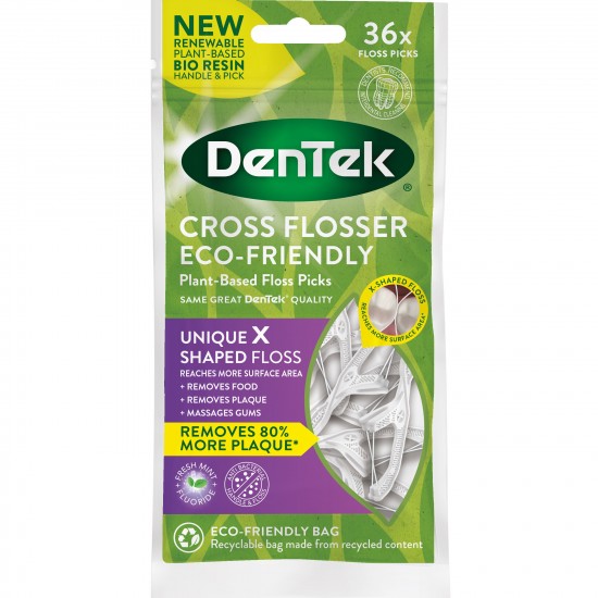 Dentek Cross Flosser Plant-Based Unique X Shaped Floss Picks ,Οδοντικό Νήμα 36 Τεμάχια