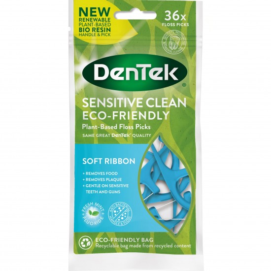 Dentek Sensitive Clean Plant-Based Floss Soft Ribbon Picks ,Οδοντικό Νήμα 36 Τεμάχια