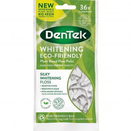 Dentek Whitening Plant-Based Silky Floss Picks ,Οδοντικό Νήμα 36 Τεμάχια