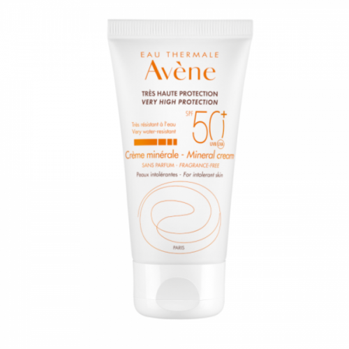 Avene Eau Thermale Creme Minerale SPF50+ Αντιηλιακή Κρέμα Προσώπου Χωρίς Άρωμα για το Μη Ανεκτικό Δέρμα 50ml