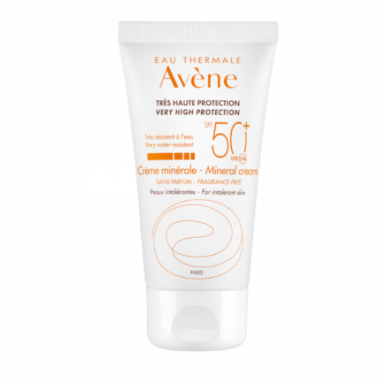 Avene Eau Thermale Creme Minerale SPF50+ Αντιηλιακή Κρέμα Προσώπου Χωρίς Άρωμα για το Μη Ανεκτικό Δέρμα 50ml