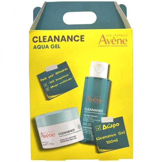 Avene Promo Cleanance  Aqua Gel Cream Ενυδατική Κρέμα- Gel για Δέρμα Μεικτό προς Λιπαρό 50ml & Cleanance Gel Καθαρισμού Προσώπου 100ml