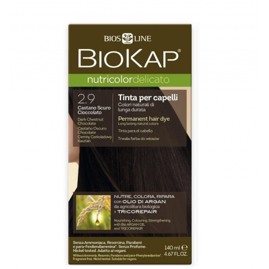 Biokap N2.9 Dark Chestnut-Chocolate, Βαφή Μαλλιών Χρώμα Καστανό Σκούρο Σοκολατί 140ml
