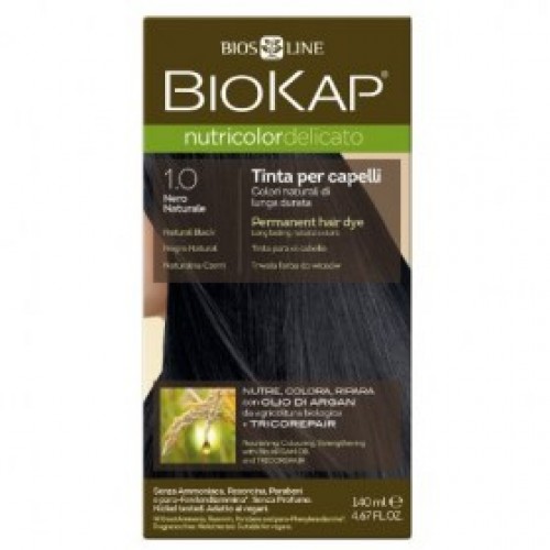 Biokap Nutricolor Delicato No 1.0 Natural Black, Βαφή Μαλλιών Χρώμα Μαύρο 140ml