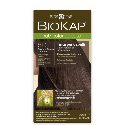 Biokap N5.0 Natural Light Chestnut, Βαφή Μαλλιών Χρώμα Φυσικό Ανοιχτό Καστανό 140ml