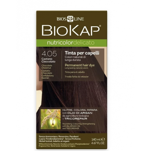 Biokap N4.05 Chocolate Chestnut, Βαφή Μαλλιών Χρώμα Καστανό Σοκολατί 140ml Biokap N4.05 Chocolate Chestnut, Βαφή Μαλλιών Χρώμα Καστανό Σοκολατί 140ml