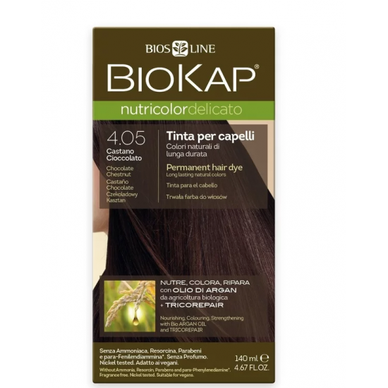 Biokap N4.05 Chocolate Chestnut, Βαφή Μαλλιών Χρώμα Καστανό Σοκολατί 140ml Biokap N4.05 Chocolate Chestnut, Βαφή Μαλλιών Χρώμα Καστανό Σοκολατί 140ml