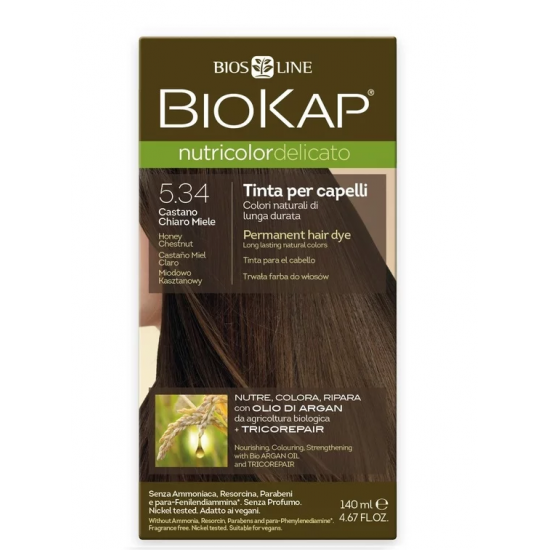 Biokap N5.34 Honey Chestnut, Βαφή Μαλλιών Χρώμα Καστανό Μελί 140ml
