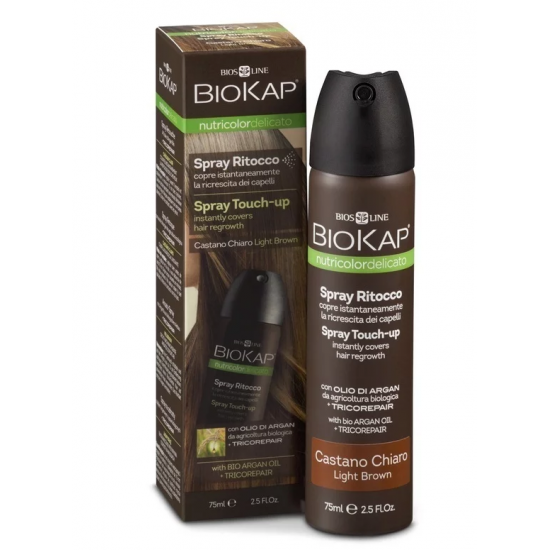 Biokap Touch Up Spray Light Brown, Σπρέυ Κάλυψης Λευκών Χρώμα Ανοιχτό Καστανό 75ml