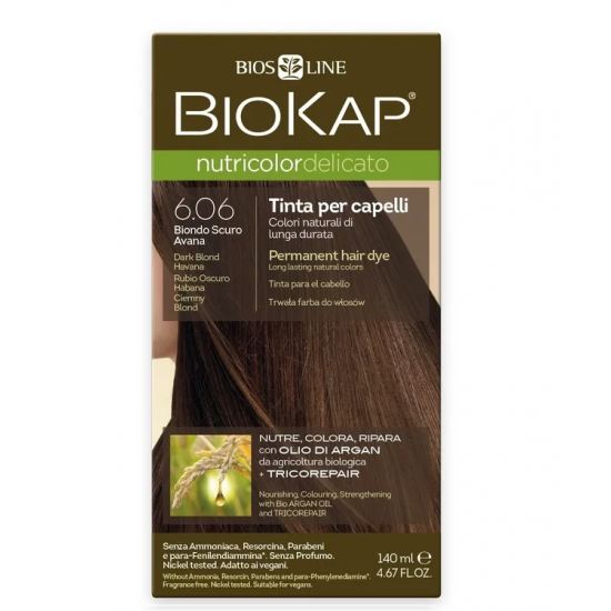 Biokap N6.06 Dark Blond-Havana, Βαφή Μαλλιών Χρώμα Ξανθό Σκούρο Ανανά 140ml Biokap N6.06 Dark Blond-Havana, Βαφή Μαλλιών Χρώμα Ξανθό Σκούρο Ανανά 140ml