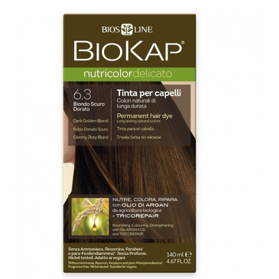Biokap N6.3 Dark Golden Blond, Βαφή Μαλλιών Χρώμα Ξανθό Σκούρο Χρυσαφί 140ml Biokap N6.3 Dark Golden Blond, Βαφή Μαλλιών Χρώμα Ξανθό Σκούρο Χρυσαφί 140ml