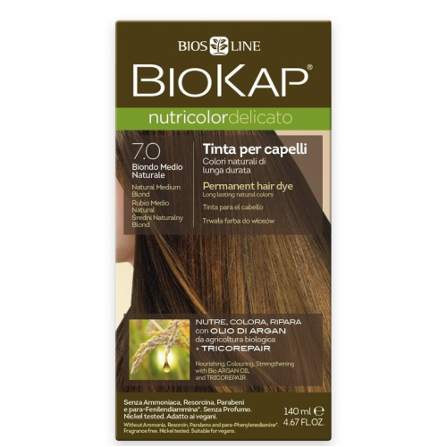Biokap N7.0 Natural Medium Blond, Βαφή Μαλλιών  Χρώμα Ξανθό Φυσικό Χρυσαφί 140ml